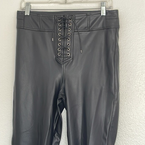 We The Free Faux Leather Crvy Lace Up Black Stretch Skinny Pants Size 28 - Picture 2 of 7